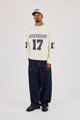 Long Sleeve 17 Jersey Football Top - Off White