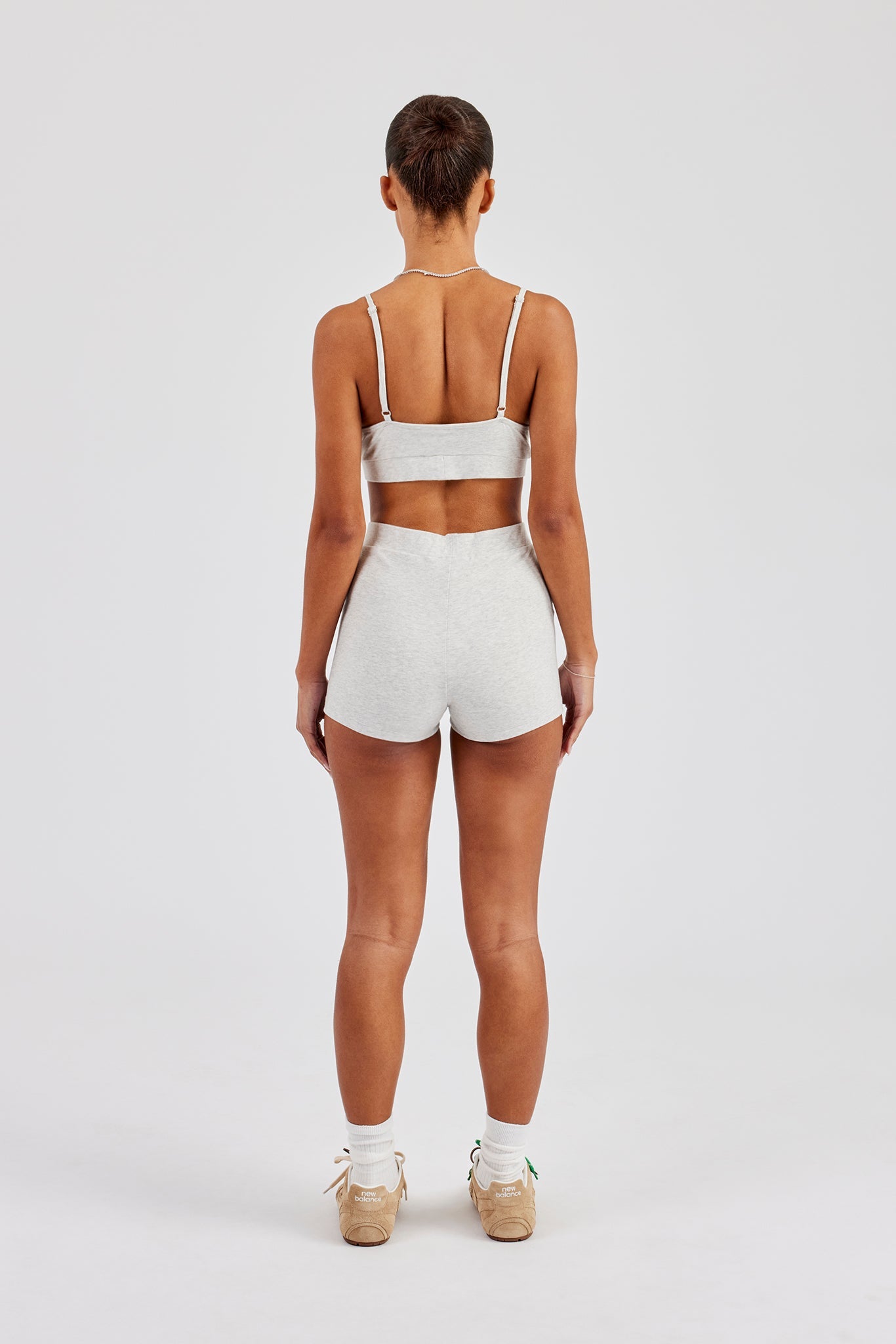 Plunge Front Bralet & Jersey Boxer Short - Ash Grey