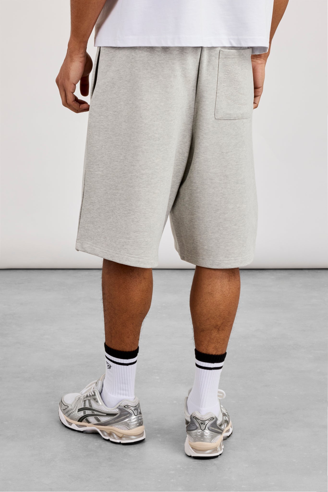 Embroidered Jersey Jort - Grey Marl