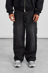 Denim Applique C86 Baggy Jean - Washed Black