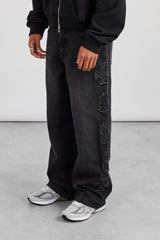 Denim Applique C86 Baggy Jean - Washed Black