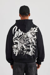Cernucci Cherub Zip Through Boxy Hoodie - Black