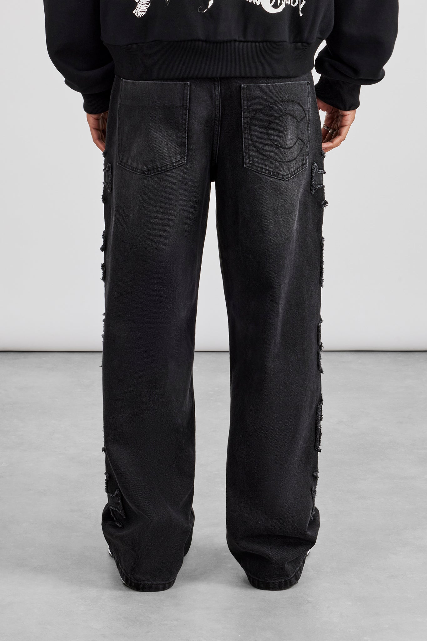 Denim Applique C86 Baggy Jean - Washed Black