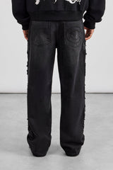 Denim Applique C86 Baggy Jean - Washed Black
