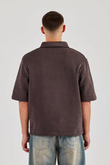 Short Sleeve Rugby Polo Sweatshirt - Chocolate