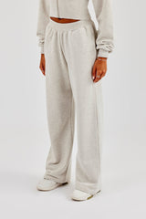 Rib Waistband Wide Leg Jogger - Ash Grey