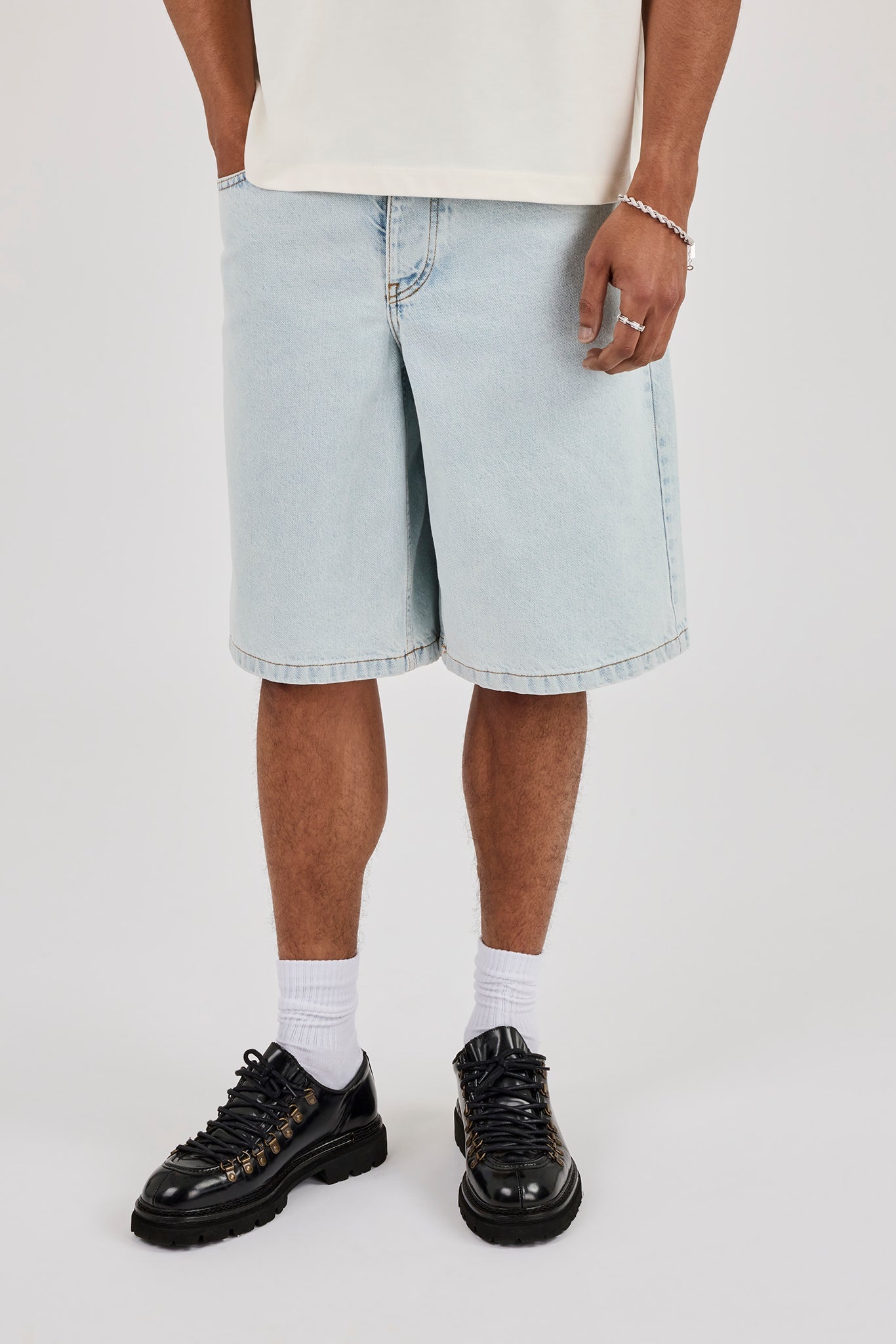 Denim Bermuda Jorts - Bleach Wash