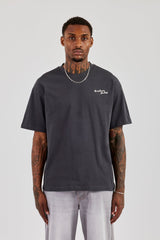 C Back Print Oversized T-Shirt - Charcoal