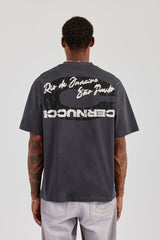 C Back Print Oversized T-Shirt - Charcoal