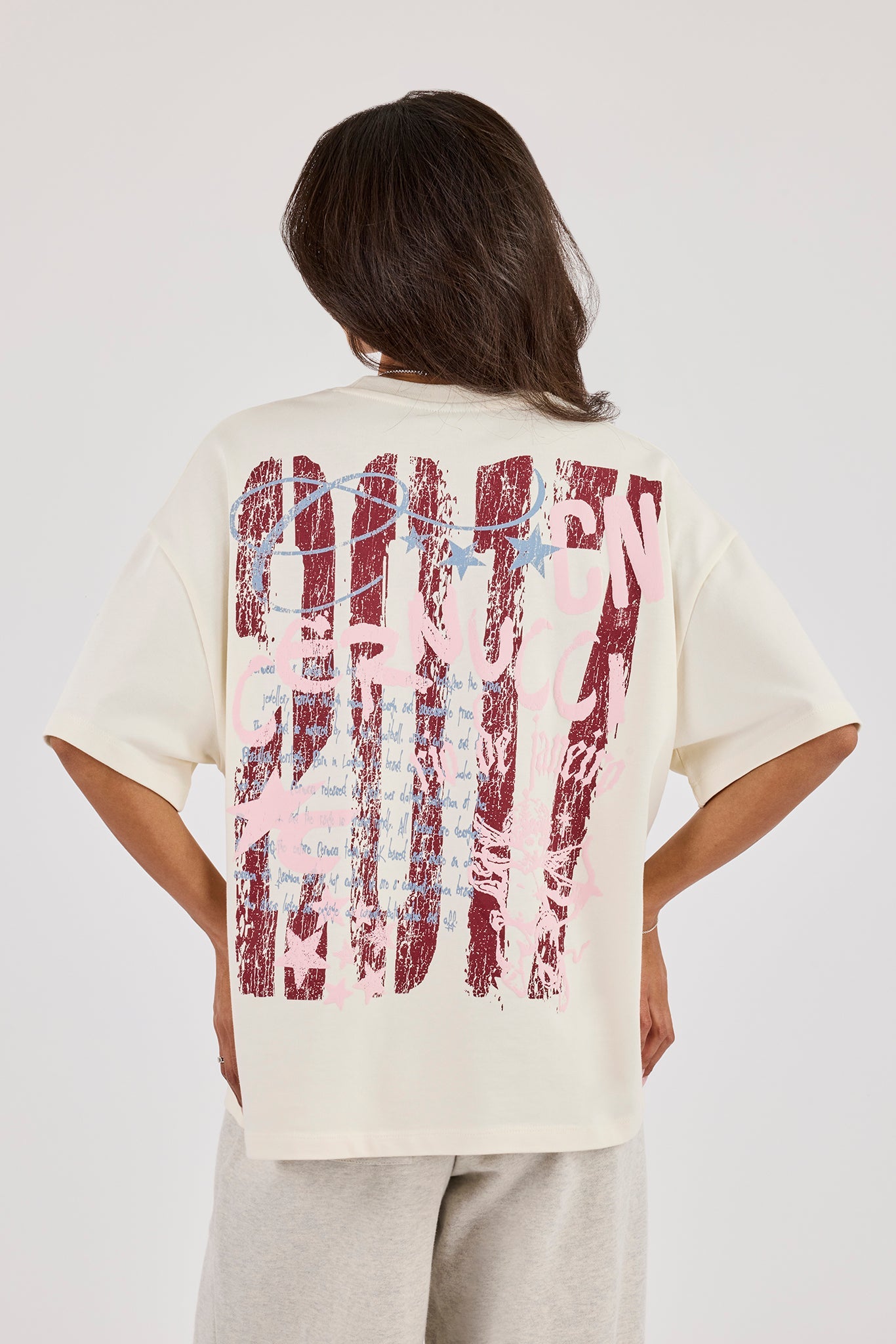Cernucci 2017 Cracked Print Oversized T-Shirt - Off White