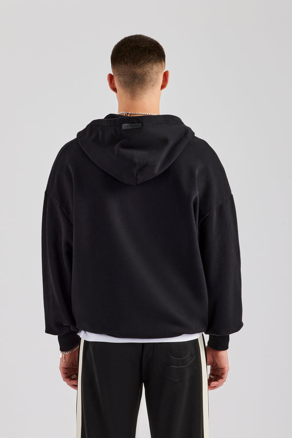 Zip Through Hoodie - Black