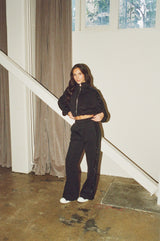 Rhinestone Taping Cropped Funnel Neck Jacket - Black