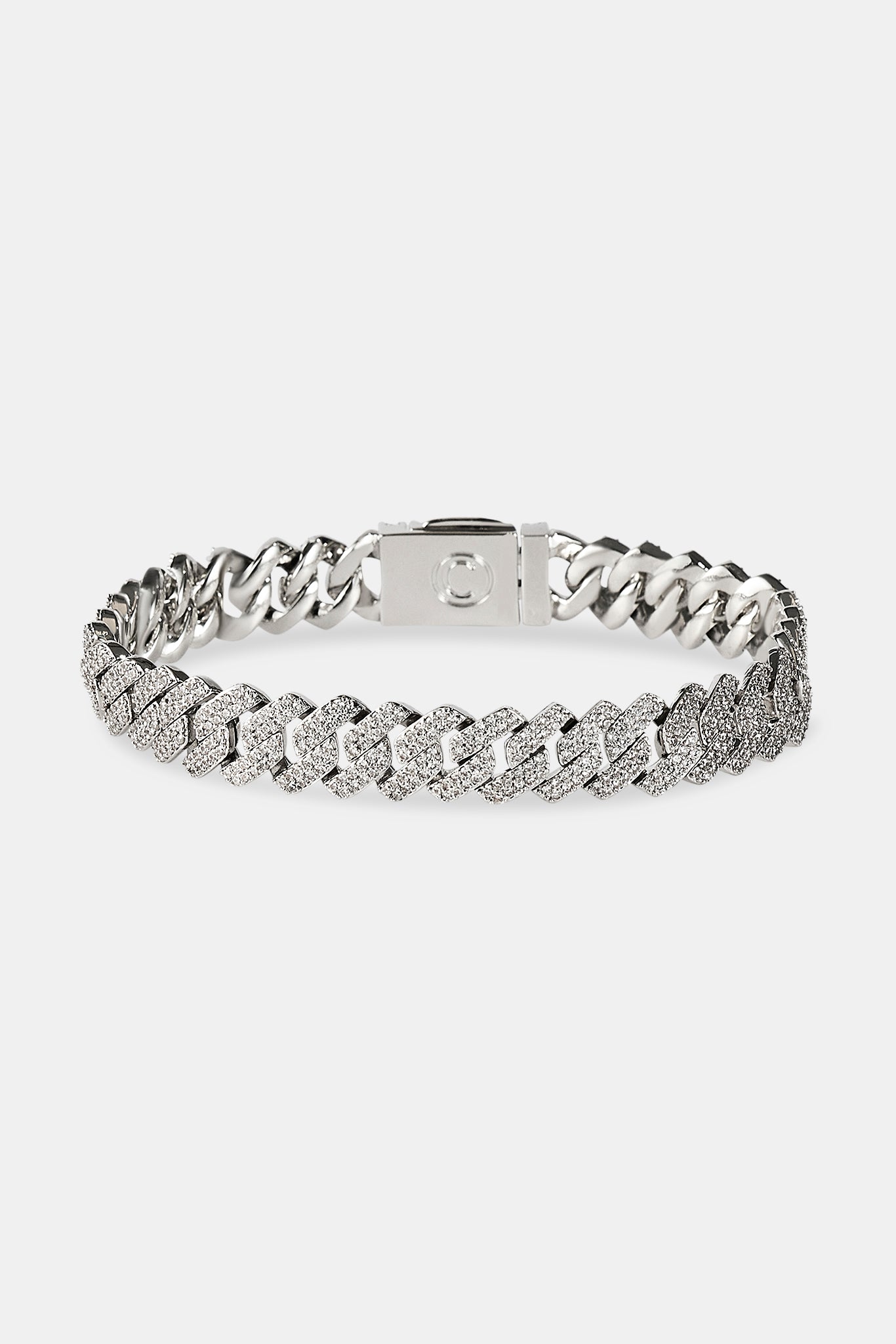 Iced Prong Cuban Bracelet - 10mm - White