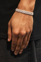 Iced Prong Cuban Bracelet - 10mm - White