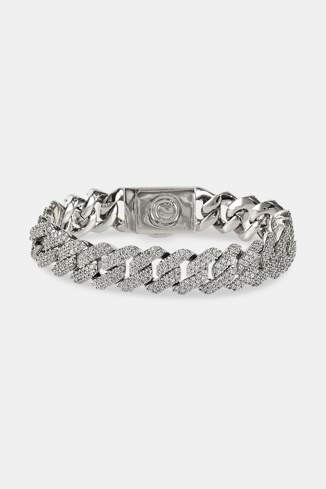 Iced Prong Cuban Bracelet - 14mm - White – Cernucci US