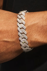 Iced Prong Cuban Bracelet - 14mm - White