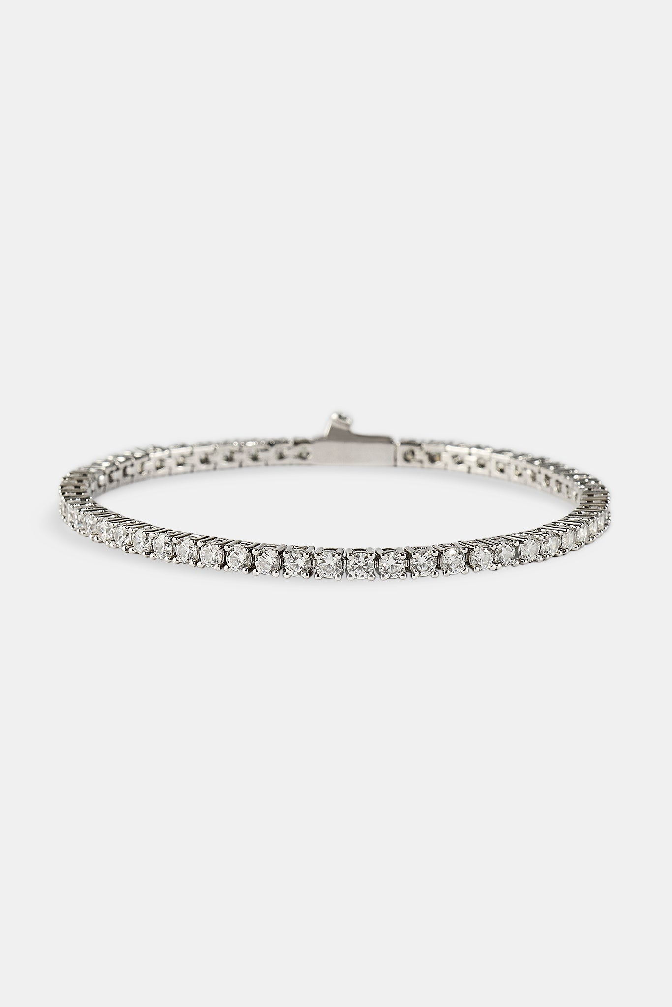 3mm Tennis Bracelet & 5mm Blue Motif Tennis Bracelet Set - White