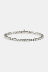 3mm Tennis Bracelet & 5mm Blue Motif Tennis Bracelet Set - White