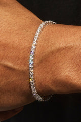 3mm Tennis Bracelet & 5mm Blue Motif Tennis Bracelet Set - White