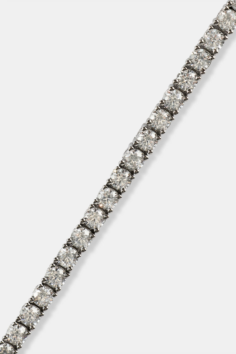 Bracelet Tennis en Argent 925 Rhodié avec Zircons 3mm Blanc Brillant 21cm