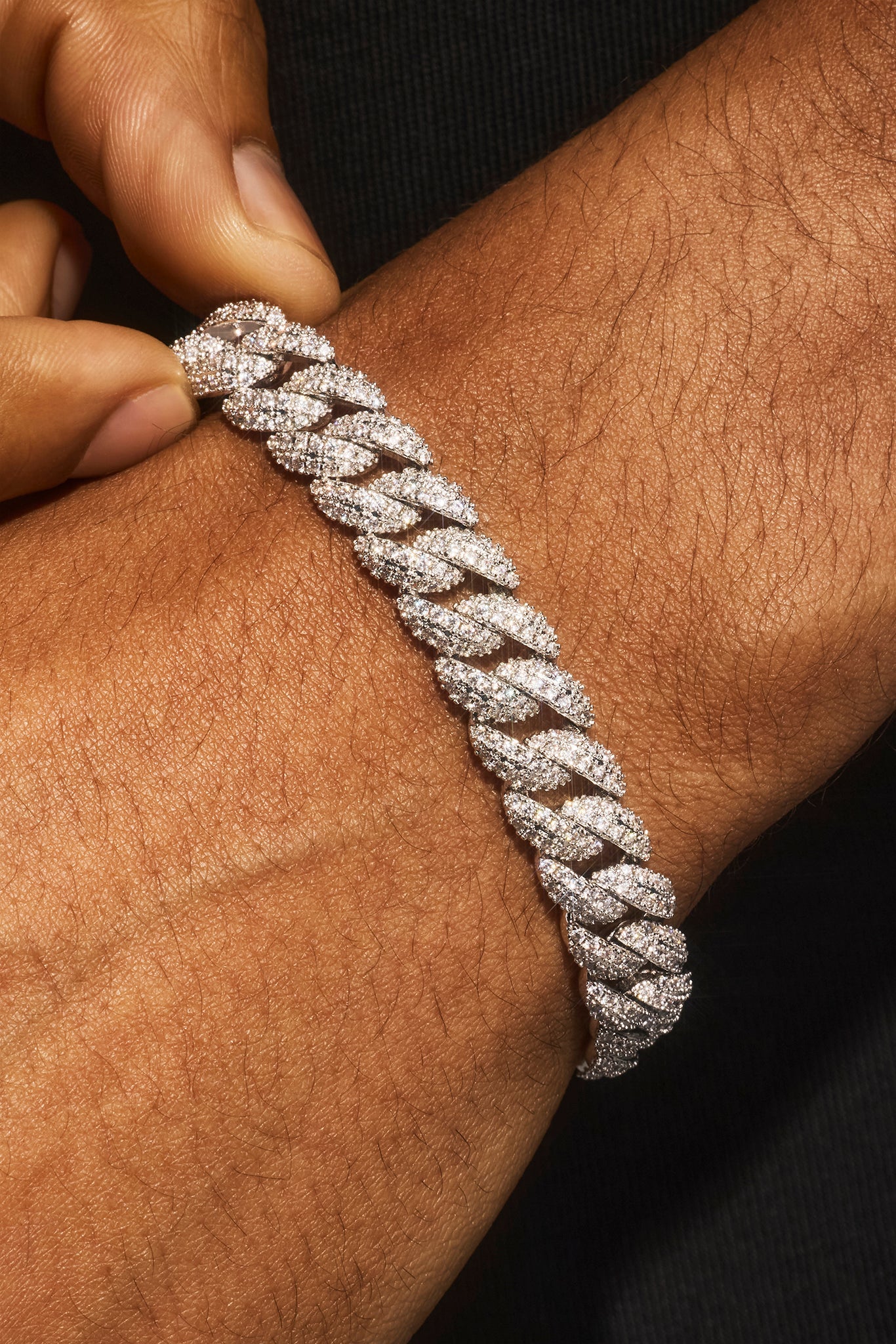 Iced Cuban Chain & Bracelet Set - 8mm - White