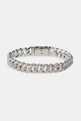 Iced Cuban Chain & Bracelet Set - 8mm - White