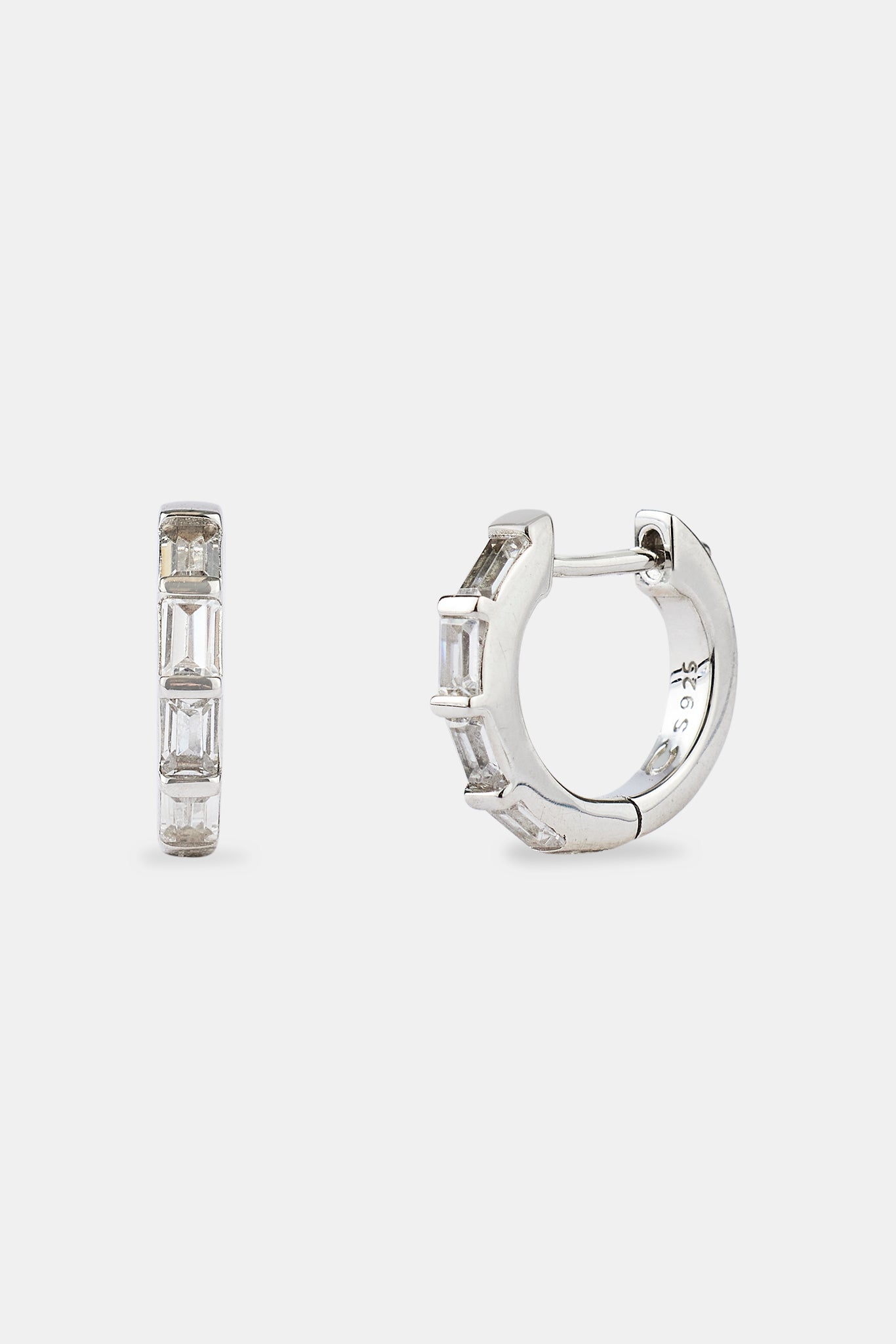Iced Baguette Stone Huggie Earrings - 10mm