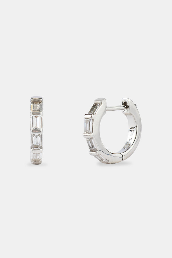 Iced Baguette Stone Huggie Earrings - 10mm