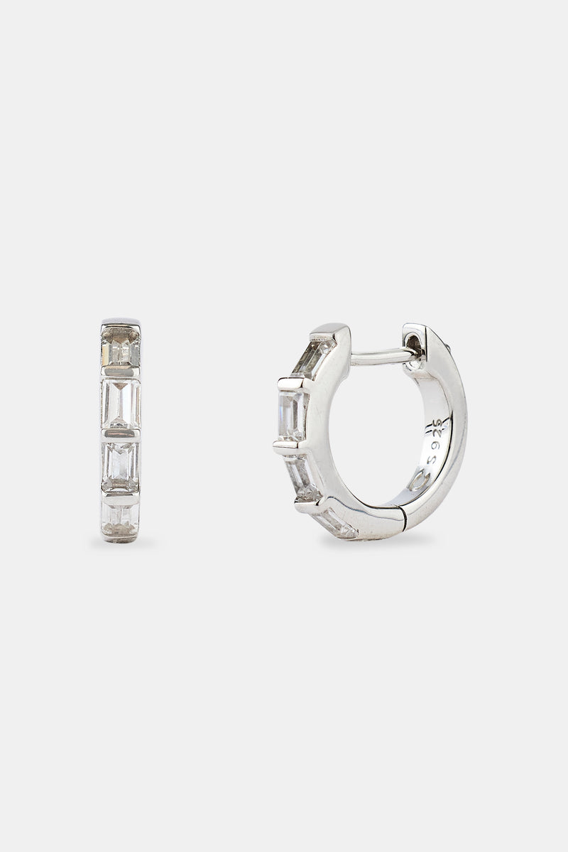 Iced Baguette Stone Huggie Earrings - 10mm