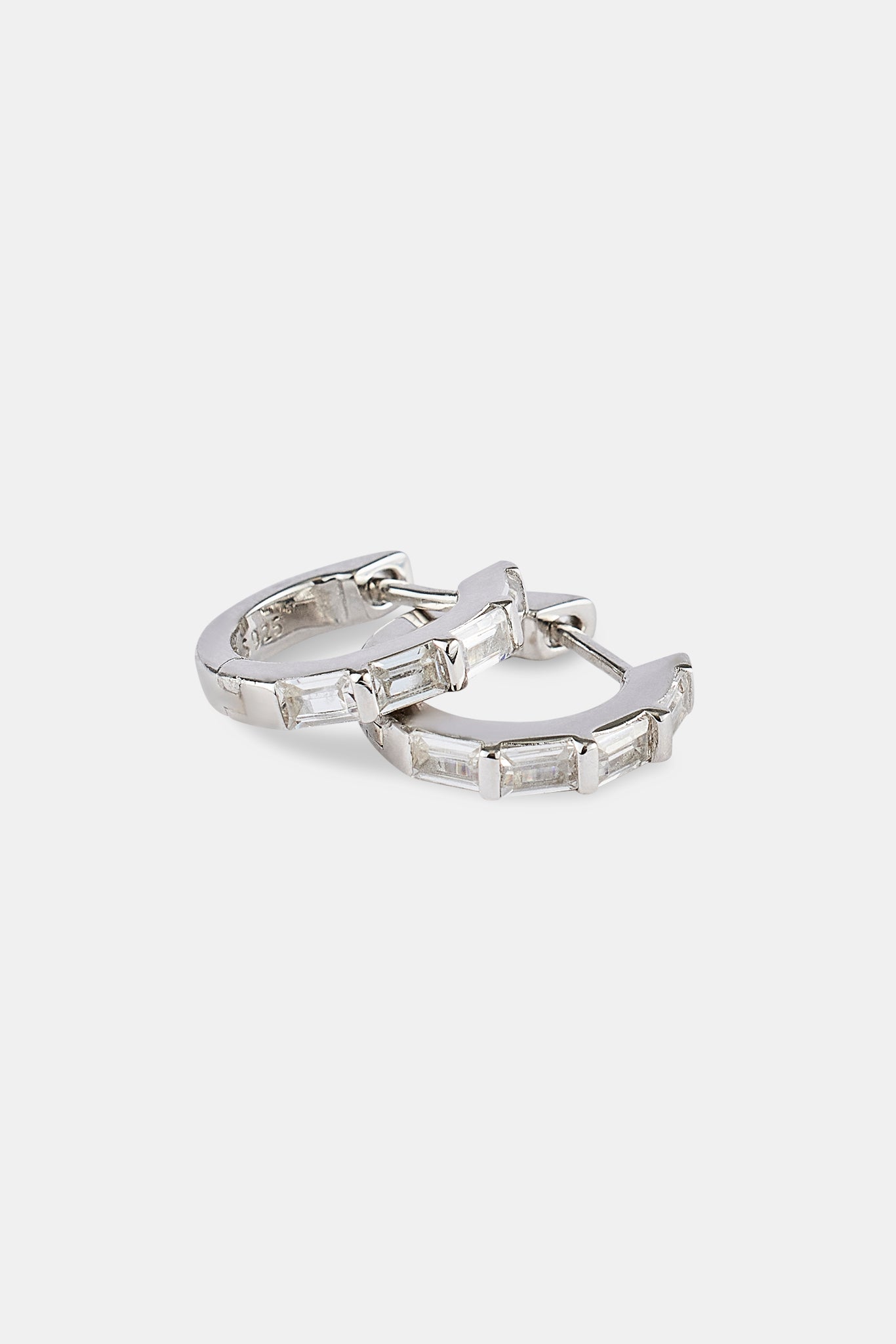 Iced Baguette Stone Huggie Earrings - 10mm