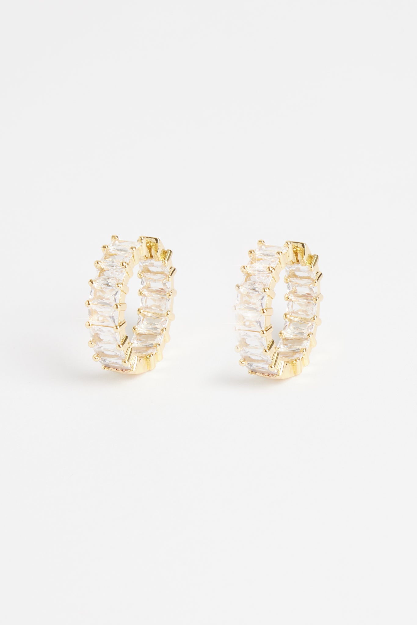 5mm Iced Clear Round Tennis Earrings - Gold
