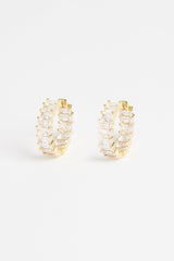 5mm Iced Clear Round Tennis Earrings - Gold