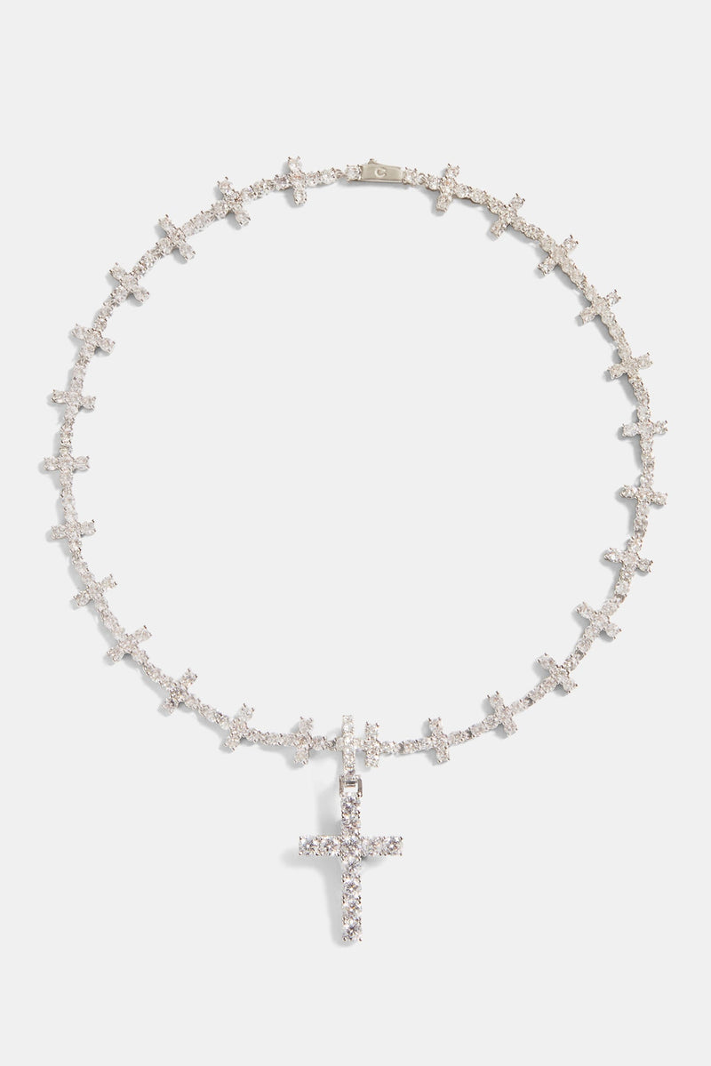 10mm Iced CZ Cross Chain With 35mm Cross Pendant