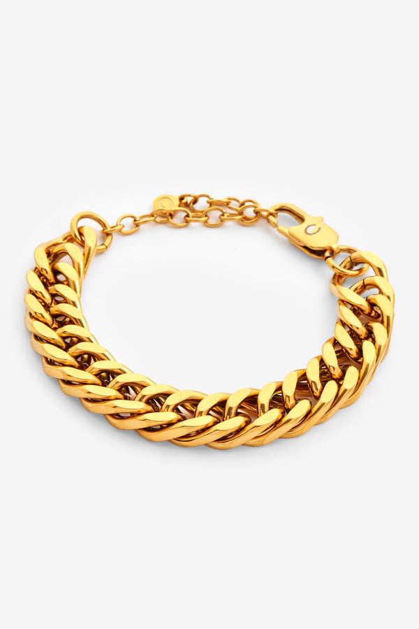 10mm Chunky Flat Cuban Bracelet - Gold