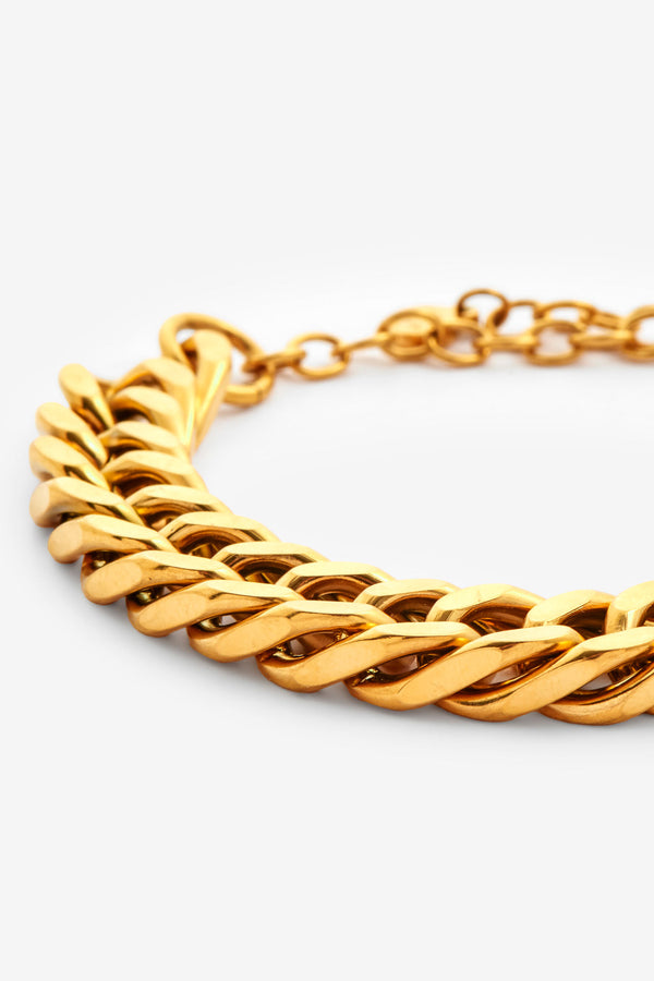 10mm Chunky Flat Cuban Bracelet - Gold