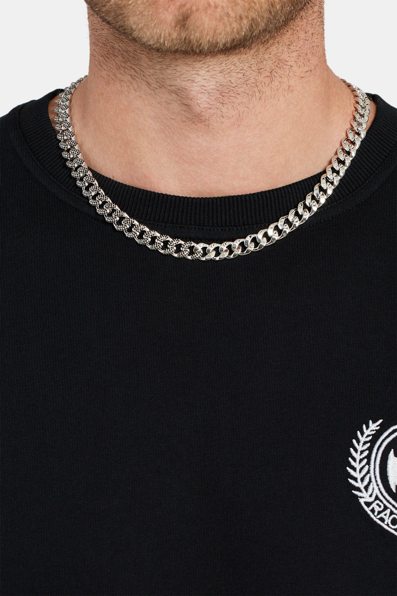 10mm Half Polished Half Iced Black CZ Cuban Chain