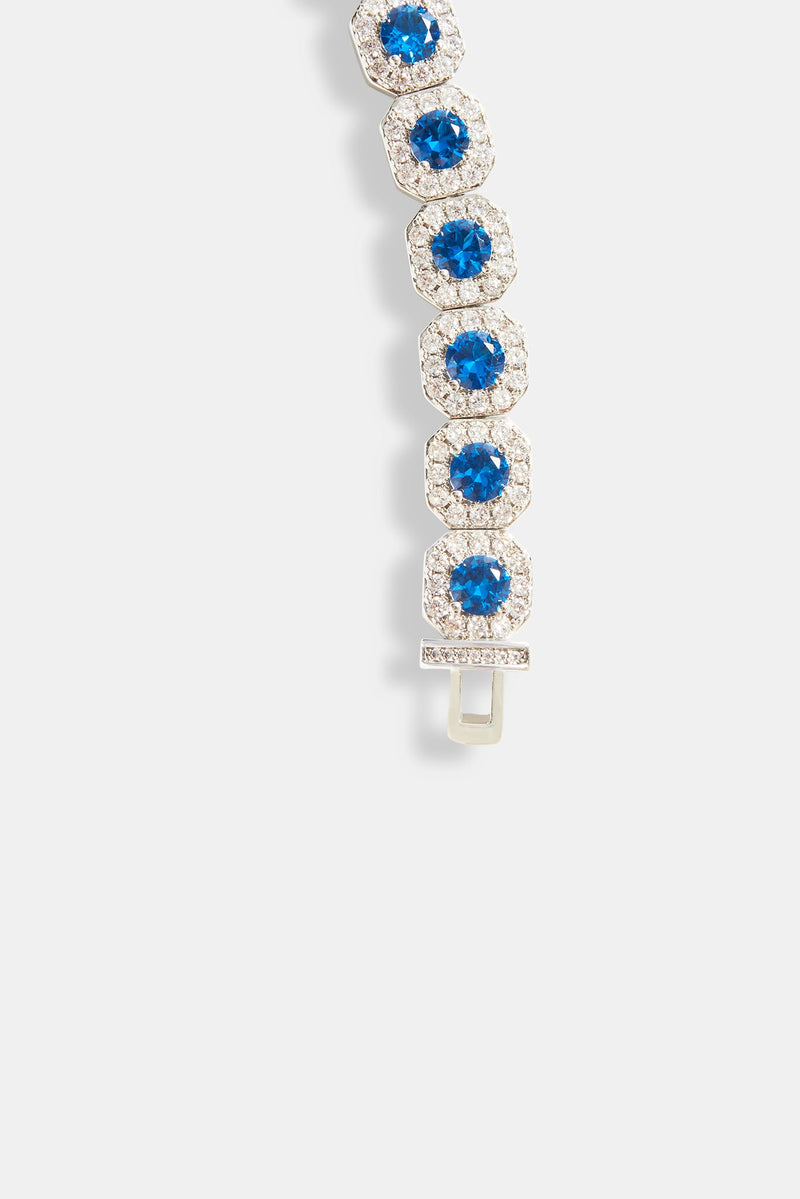 10mm Iced Blue CZ Cluster Bracelet