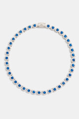 10mm Iced Blue CZ Cluster Chain - White Gold