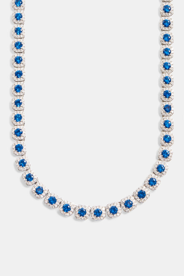 10mm Iced Blue CZ Cluster Chain