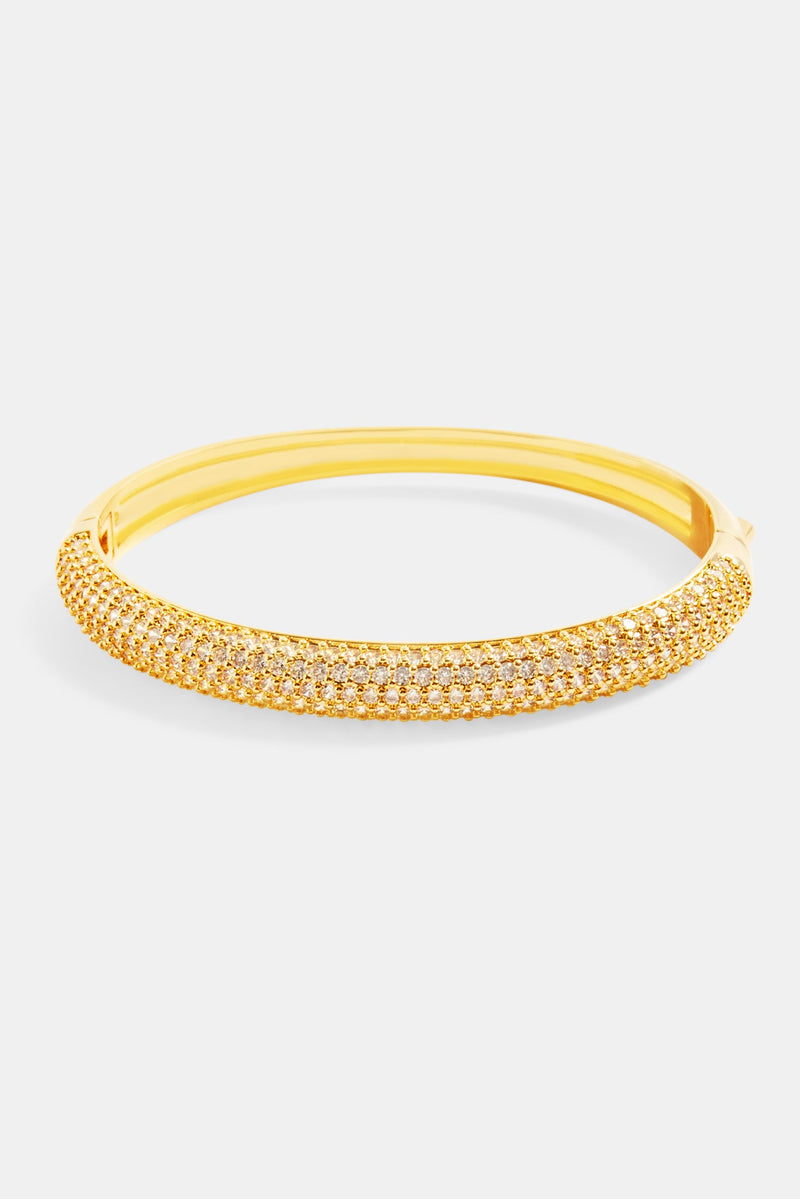 7mm Gold Plated Iced CZ Pave Bangle