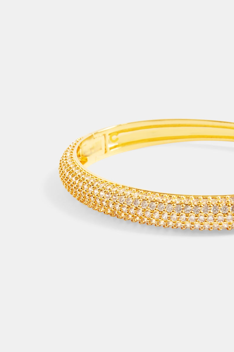 7mm Gold Plated Iced CZ Pave Bangle