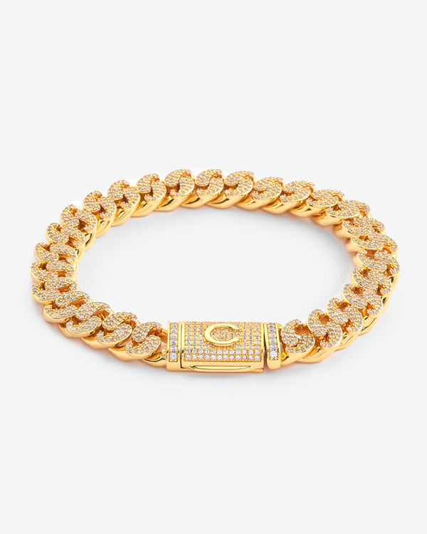 10mm Iced Paisley Bracelet - Gold