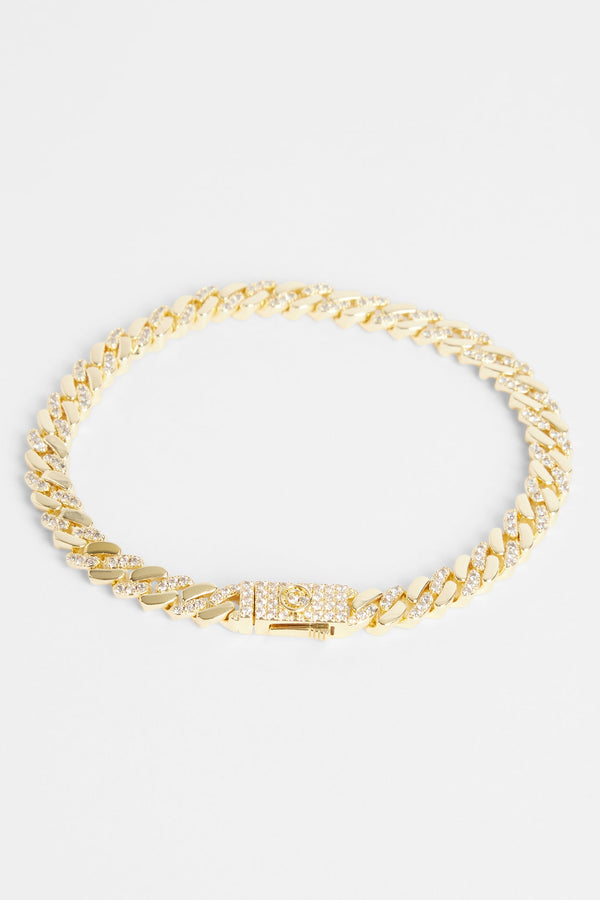 7mm Gold Plated Polished And Iced Prong Bracelet