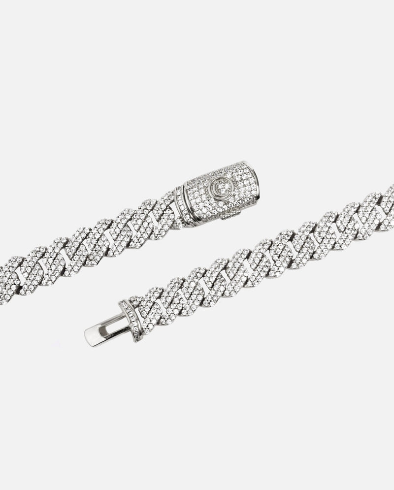 10mm Diamond Prong Link Chain - White Gold - Cernucci