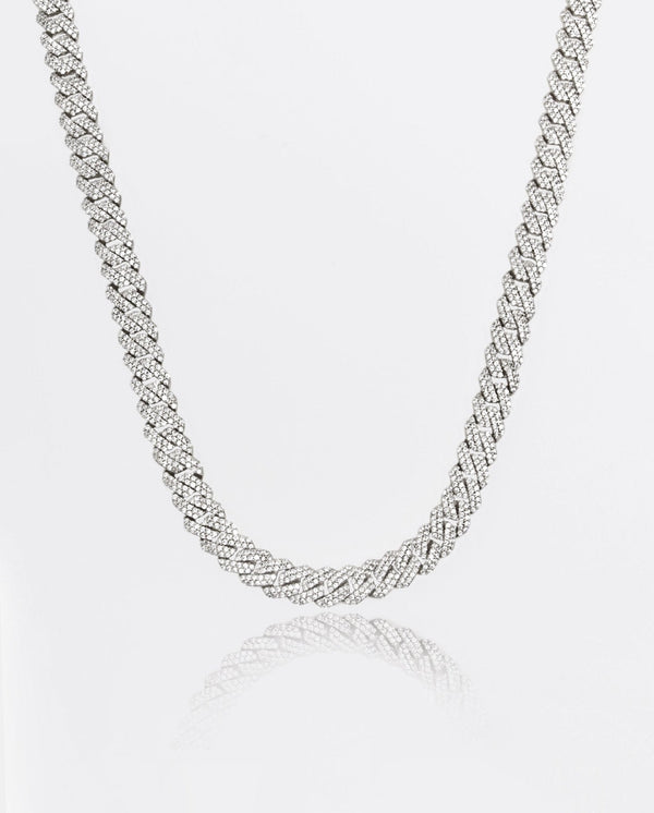 10mm Diamond Prong Link Chain - White Gold - Cernucci