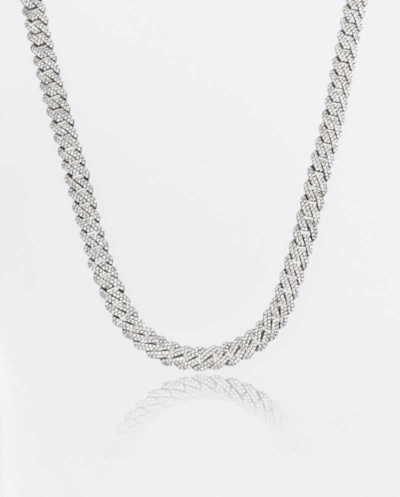 10mm Diamond Prong Link Chain - White Gold - Cernucci