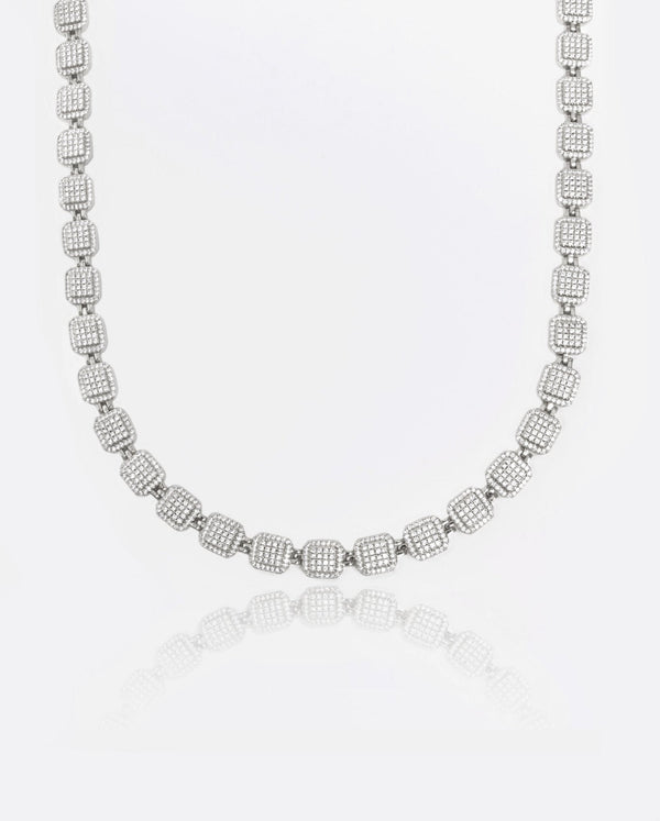 10mm Iced Cushion Link Chain - White Gold - Cernucci