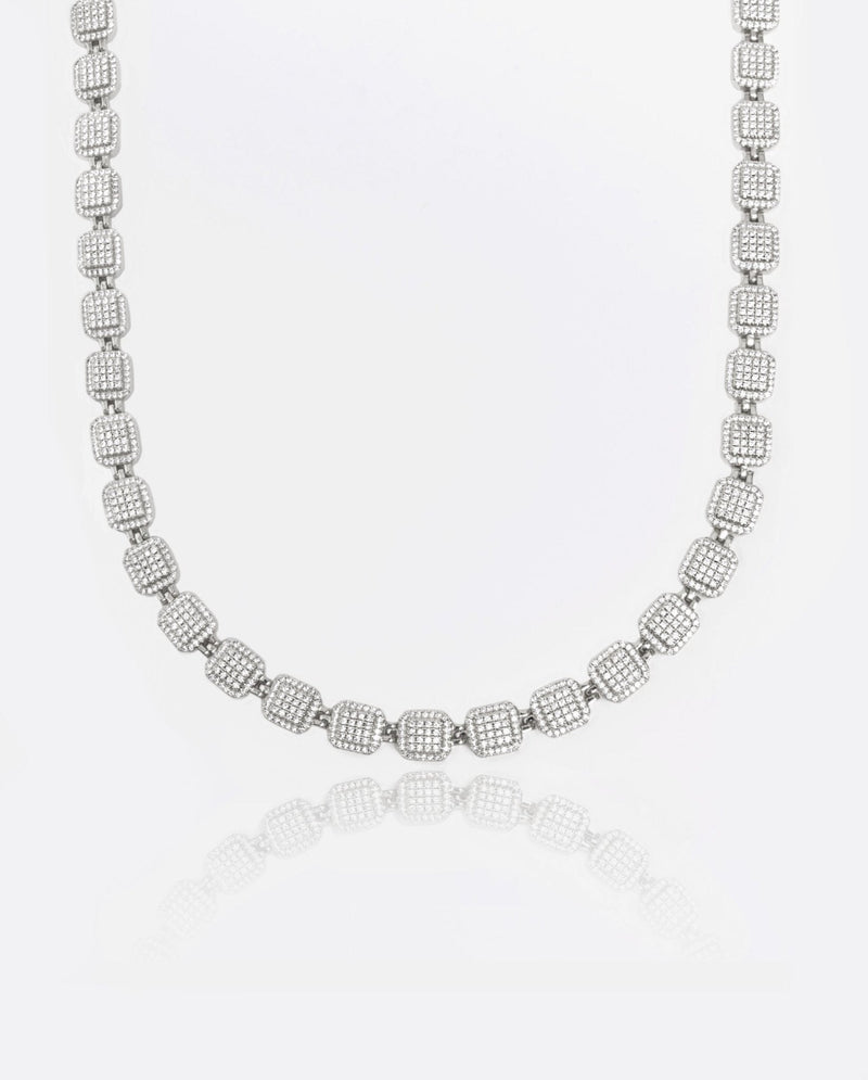 10mm Iced Cushion Link Chain - White Gold - Cernucci