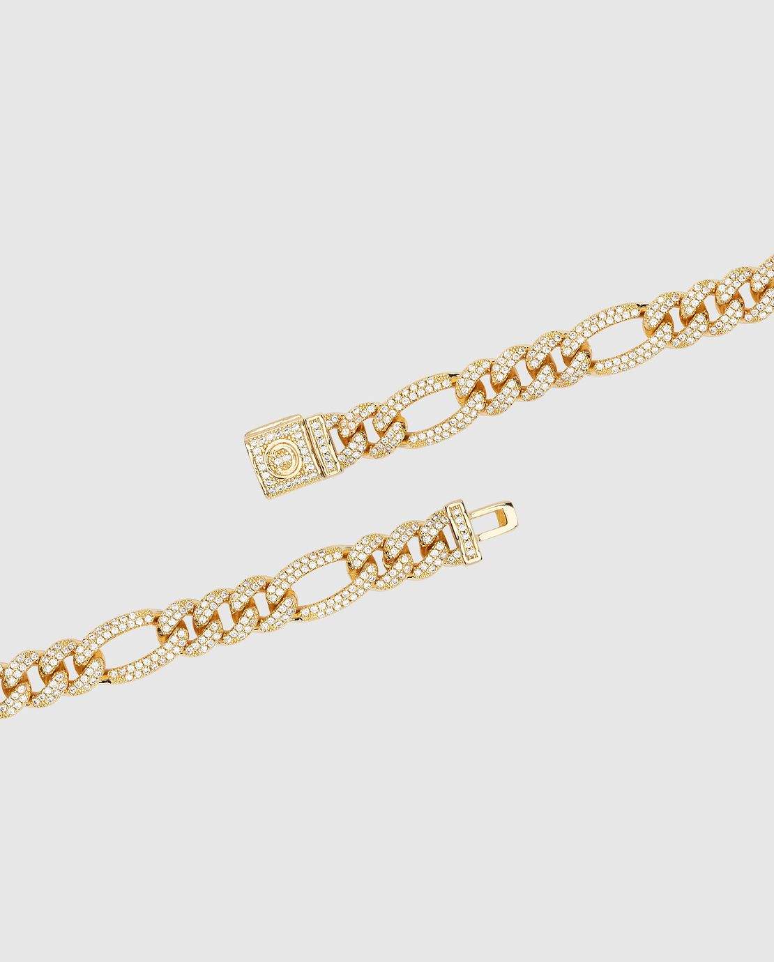 10mm Iced Figaro Bracelet - Gold - Cernucci