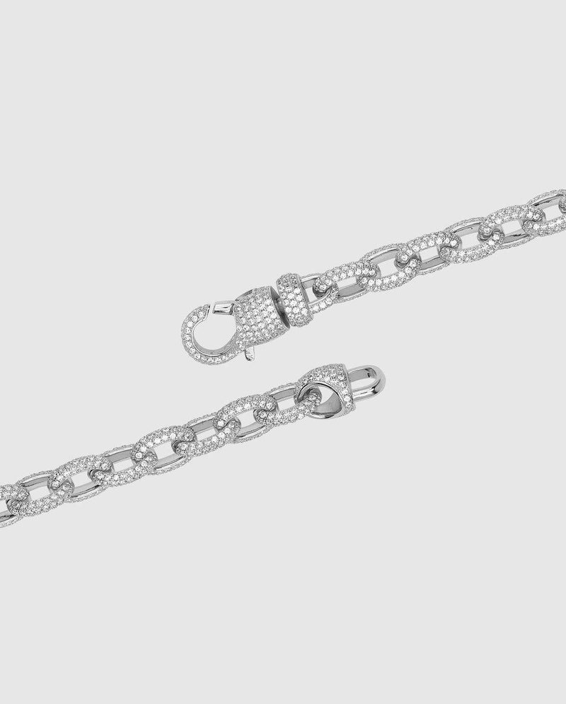 10mm Rolo Link Chain - White Gold - Cernucci